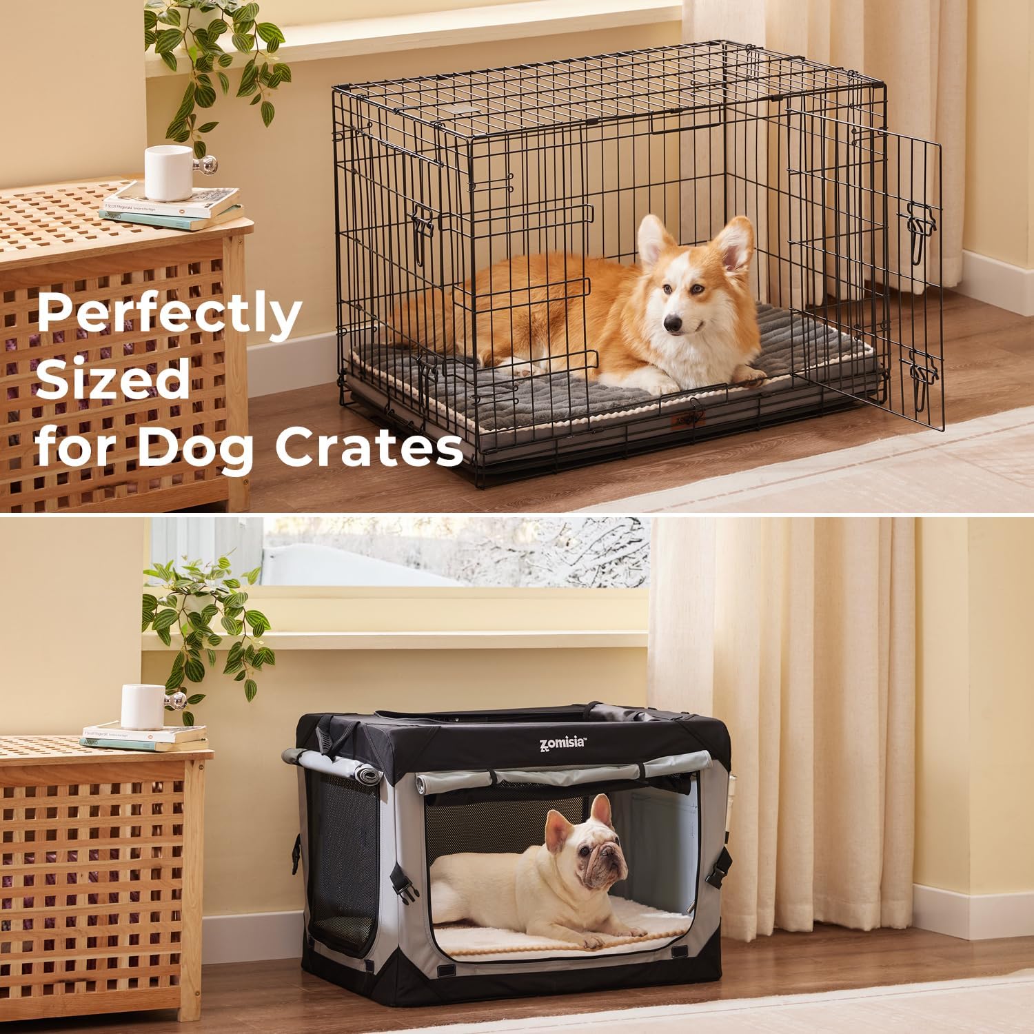 Dog Crate Bed for Extra Large Dogs - Waterproof Puppy Bed for Kennel with Removable Washable Corduroy Cover, Orthopedic Support with Egg Crate Foam Filling, Grey